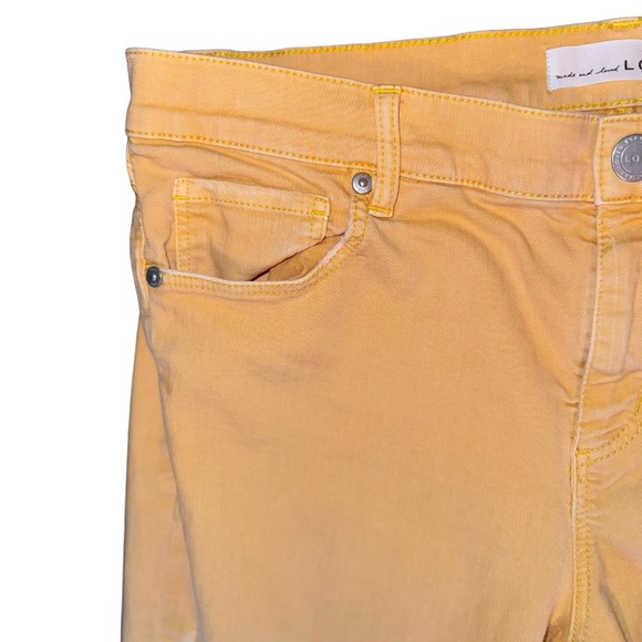 LOFT Modern skinny crop fray yellow jeans women’s size 8 - Picture 9 of 16